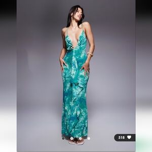 ASOS Teal Patterned Maxi Dress
